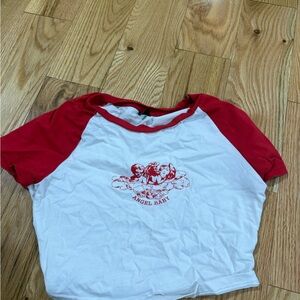 SHEIN Red and White Graphic Tee